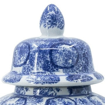 17 Inch Tall Ginger Jar Abstract Design over Blue and White Porcelain By Casagear Home BM285525
