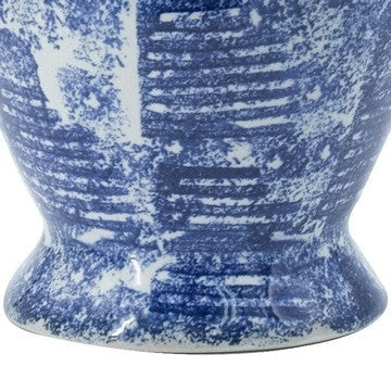 17 Inch Tall Ginger Jar Abstract Design over Blue and White Porcelain By Casagear Home BM285525
