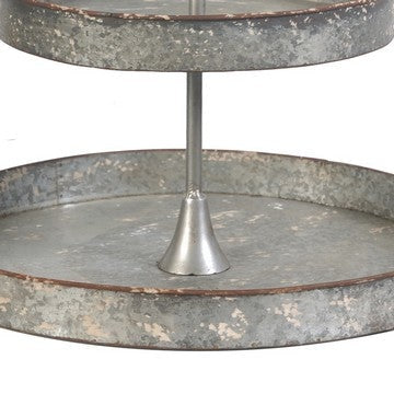 24 Inch Metal Decorative Stand 3 Tiers with Round Trays Gray By Casagear Home BM285529