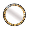 32 Inch Accent Wall Mirror, Round Metal Frame with Agate Inspired Pattern By Casagear Home