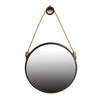 Wall Mirror | 30" | Round Metal Frame | Rope Hanger | Black