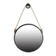 Wall Mirror | 30" | Round Metal Frame | Rope Hanger | Black