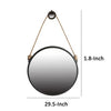 30 Inch Accent Wall Mirror with Rope Hanger and Round Black Metal Frame By Casagear Home BM285535