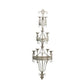 16 Inch Wall Mount Candle Holder, Ornately Scrolled White Metal Finish By Casagear Home