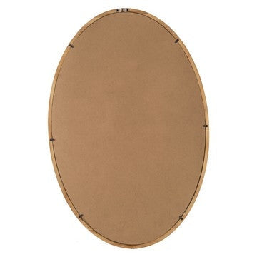 33 Inch Modern Accent Wall Mirror Mountable Oval Wood Frame in Brown By Casagear Home BM285554