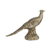 20 Inch Bird Sculpture Decor, Perched Pheasant, Antique Gold Resin By Casagear Home