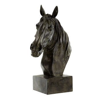 Decorative Sculpture | 16" | Horse Bust | Black Resin