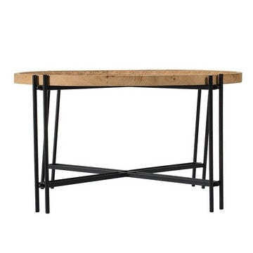 32 Inch Fir Wood Coffee Table Intersecting Metal Legs Brown and Black By Casagear Home BM285567