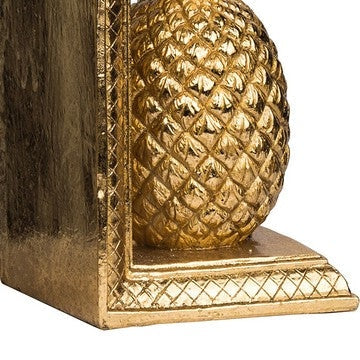 10 Inch Modern Bookends Pineapple Decorative Statuette Gold Resin By Casagear Home BM285570