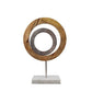 18 Inch Accent Decor Concentric Rings Brown Mango Wood on a Marble Base By Casagear Home BM285571
