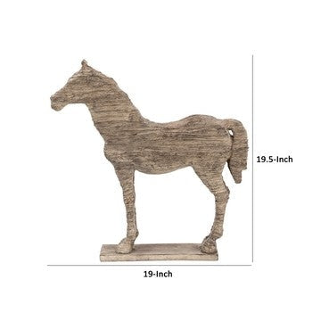 20 Inch Accent Decor Figurine Polyresin Standing Horse Natural Wood Finish By Casagear Home BM285572