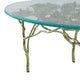 47 Inch Artisanal Coffee Table with Metal Frame Oval Clear Glass Top Gold By Casagear Home BM285578