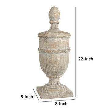 22 Inch Classical Accent Decor Statuette Turned Finial Design Off White By Casagear Home BM285582