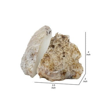 4 Inch Quartz Geode Bookend Naturally Textured Shape Brown and White By Casagear Home BM285585