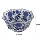 11 Inch Decorative Bowl with Floral Pattern on Blue and White Porcelain By Casagear Home BM285587