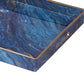 19 18 Inch Set of 2 Modern Decorative Trays Blue Pattern with Gold Rim By Casagear Home BM285588