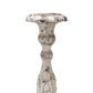 28 Inch Metal Candle Holder Classical Turned Pedestal Distressed White By Casagear Home BM285595
