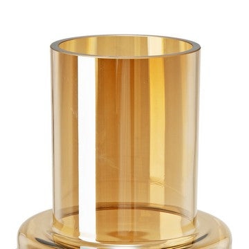 Alma 14 Inch Modern Vase Geometric Design Amber Luster Glass Frame By Casagear Home BM285598