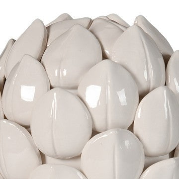 10 Inch Artichoke Accent Decor Standing Turned Pedestal White Ceramic By Casagear Home BM285599