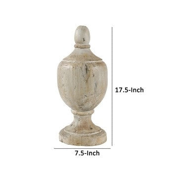 18 Inch Modern Accent Decor Turned Finial Design Whitewashed Finish By Casagear Home BM285600
