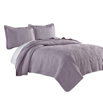 Ada Quilt Set | 3 Piece Full | Mandala | Purple
