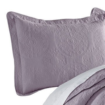 Ada 3 Piece Microfiber Full Size Quilt Set Mandala Embroidery Purple By Casagear Home BM285619