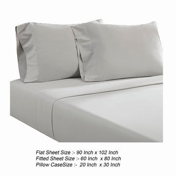 Ivy 4 Piece Queen Size Cotton Soft Bed Sheet Set Prewashed Light Gray By Casagear Home BM285640