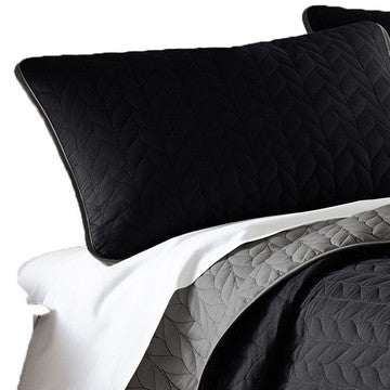 Eva 3 Piece King Microfiber Reversible Coverlet Set Quilted Gray Black By Casagear Home BM285656
