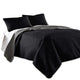 Eva Coverlet Set | 3 Piece Queen | Reversible Microfiber | Gray Black