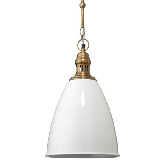 Lucy 11 Inch Pendant Chandelier, Lacquer Steel, Smooth Dome Shade, White By Casagear Home