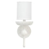 Zoe 12 Inch Wall Sconce, Plaster Candelabra Design Base, Linen Shade, White By Casagear Home