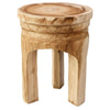 Stool Table | 17" | Paulownia Wood | 3 Leg Base | Natural Brown