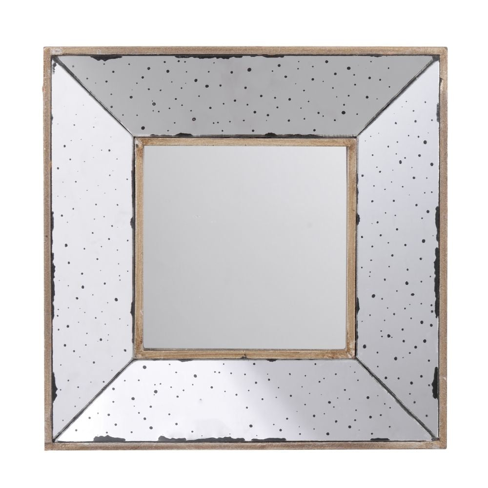Joe Wall Mirror | 12" Square | 3D Speckled | White Brown Finish