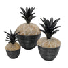 14 12 11 Inch Lidded Jar Pineapple Design Gray Mango Wood Set of 3 By Casagear Home BM285888
