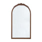 Eel 42 Inch Wall Mirror, Brown Arched Wood Frame, Hand Carved Rose Accent By Casagear Home