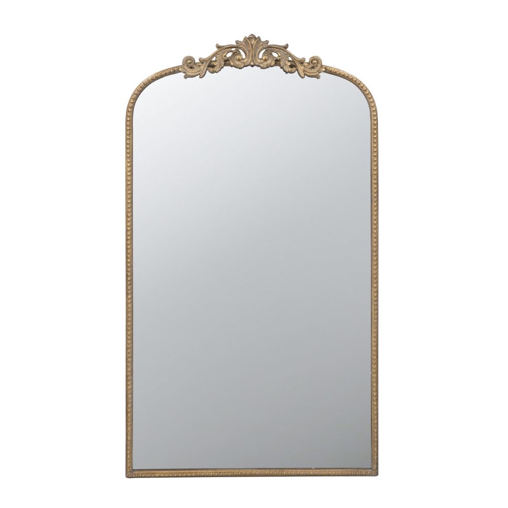 Kea 42 Inch Large Wall Mirror, Gold Curved Metal Frame, Baroque Design By Casagear Home