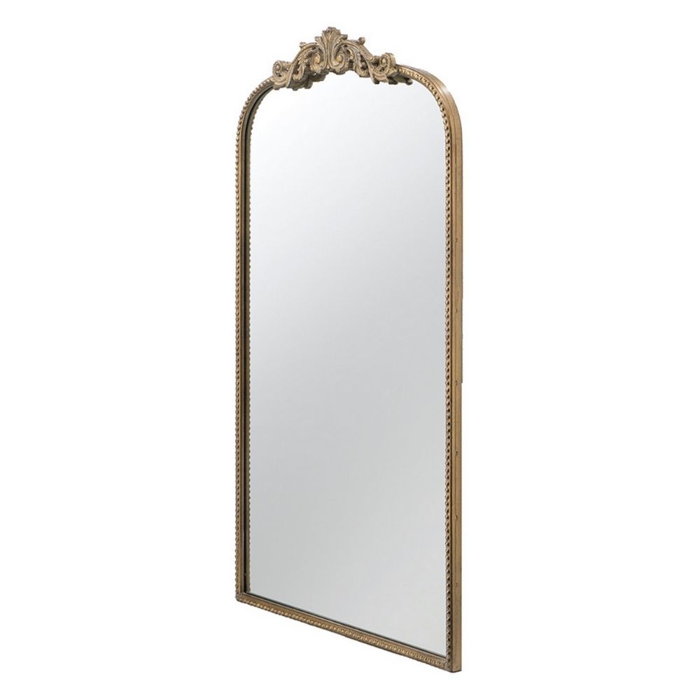 Kea 42 Inch Large Wall Mirror Gold Curved Metal Frame Baroque Design By Casagear Home BM285891
