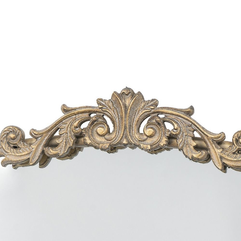 Kea 42 Inch Large Wall Mirror Gold Curved Metal Frame Baroque Design By Casagear Home BM285891