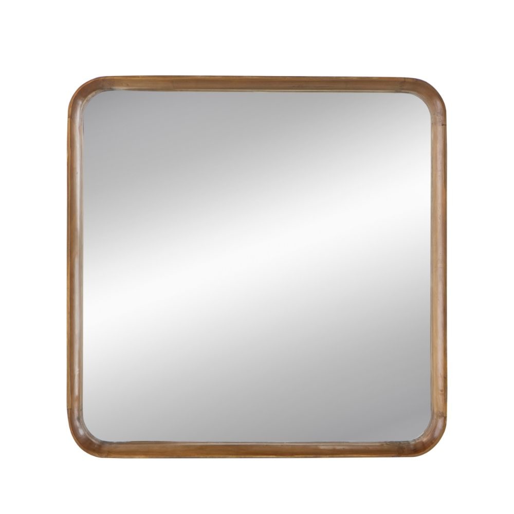 Roe Wall Mirror | 32" | Curved Pine Wood Frame | Brown