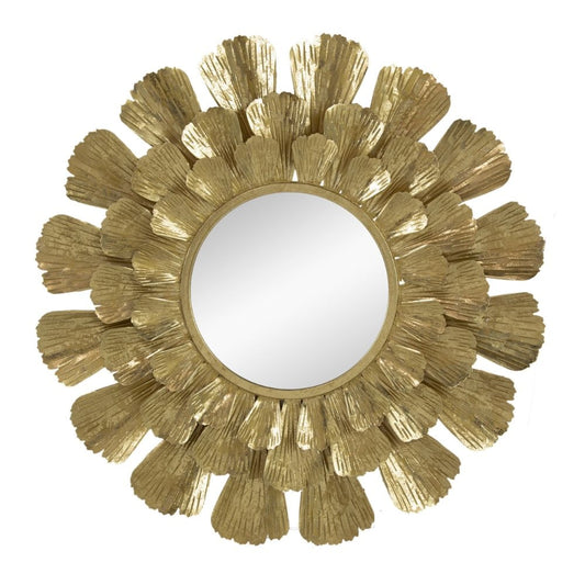 Wall Mirror | 37" | Petal Layer Design | Gold Metal Frame