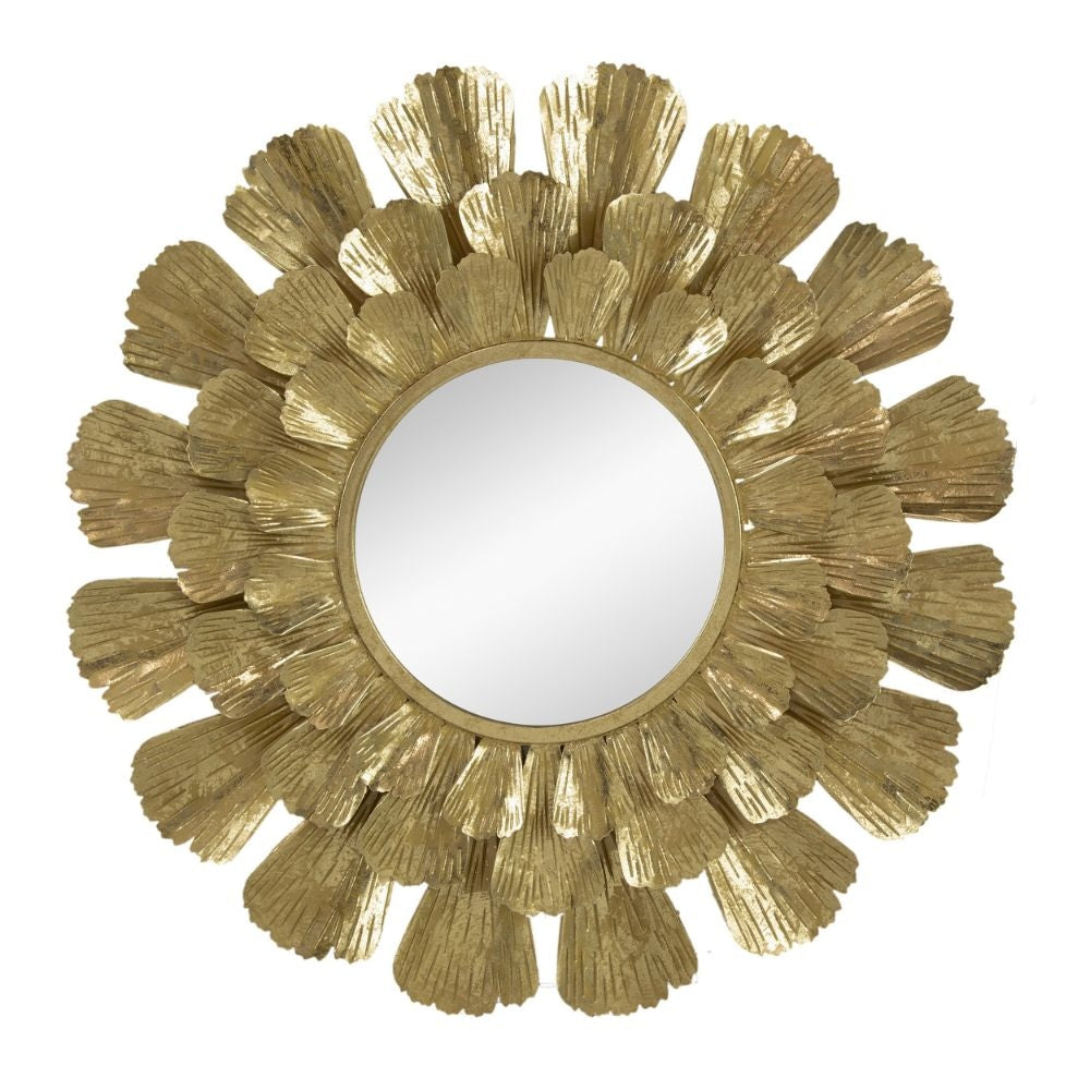 Wall Mirror | 37" | Petal Layer Design | Gold Metal Frame