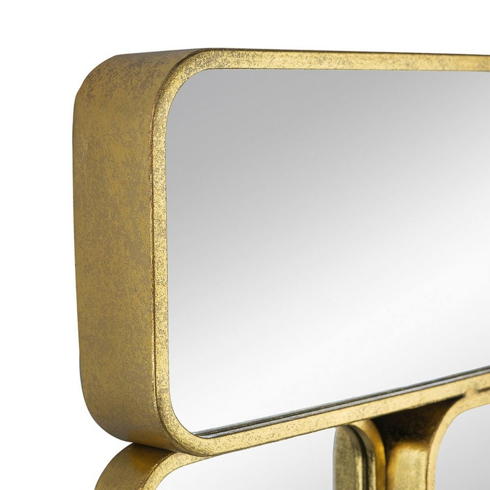 32 Inch Luxury Wall Decor Mirror 8 Gold Finished Curved Metal Frames By Casagear Home BM285900