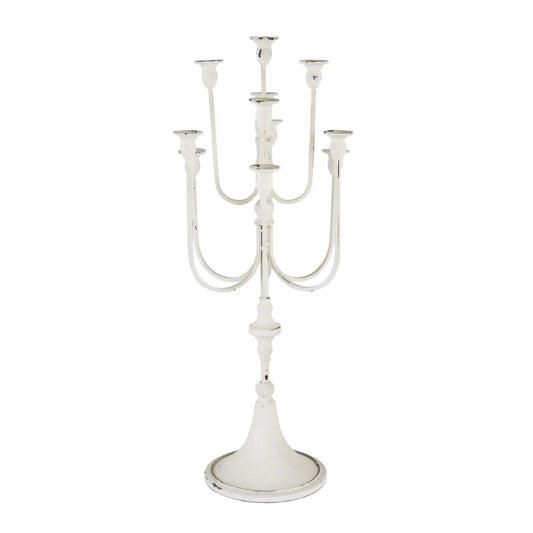 Candelabra | 30" | 11 Light | White Iron | Curved Arms