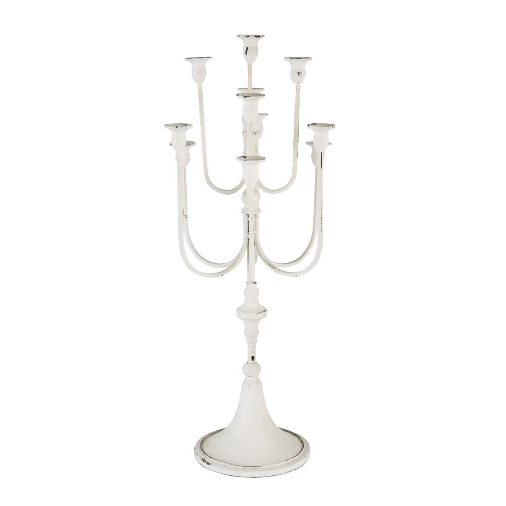 Candelabra | 30" | 11 Light | White Iron | Curved Arms