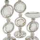22 16 10 Inch Pillar Candle Set of 3 Agate Stone Silver Metal Frame By Casagear Home BM285916