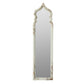 73 Inch Floor Mirror with Ornate Sculpted Top, Fir Wood, Weathered White By Casagear Home
