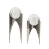 Crystal Orb Set | 13", 10" | Art Deco | Metal Stand