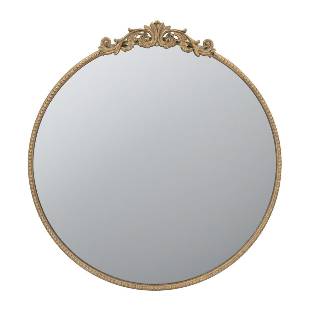 Kea Wall Mirror | 32" | Round Vintage | Gold Metal Baroque Frame