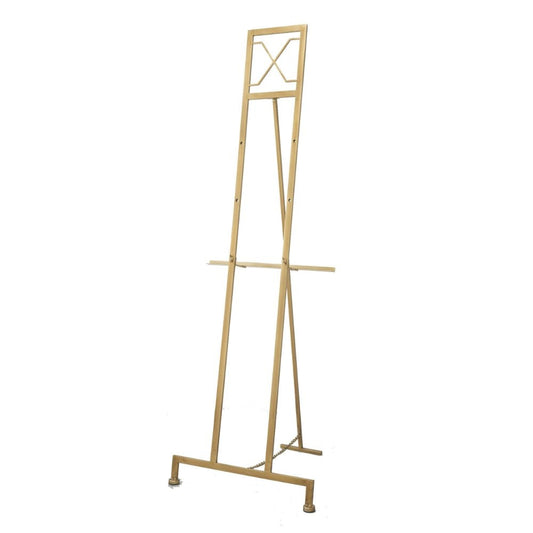 70 Inch Easel Stand, Gold Iron Frame, Free Standing, Large By Casagear Home