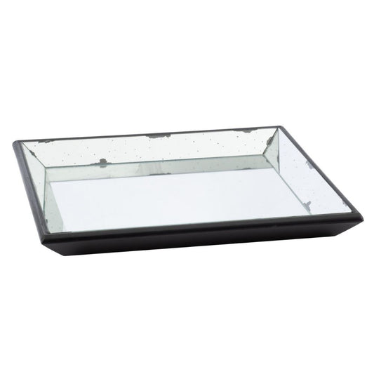 Inez 20 Inch Decorative Glass Tray, Silver Mirrored, Wall Hanger, Medium By Casagear Home